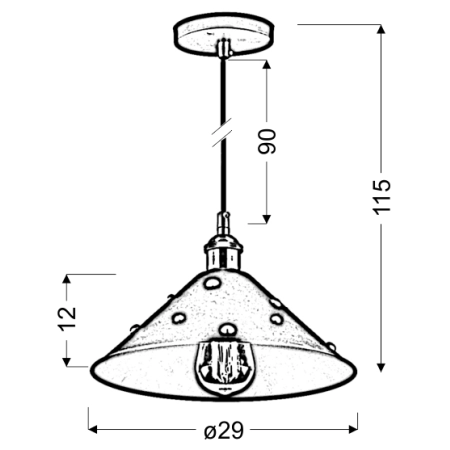 Lampa wisząca ze stożkowym, czarnym kloszem 31-58140 z serii SCRIMI - wymiary