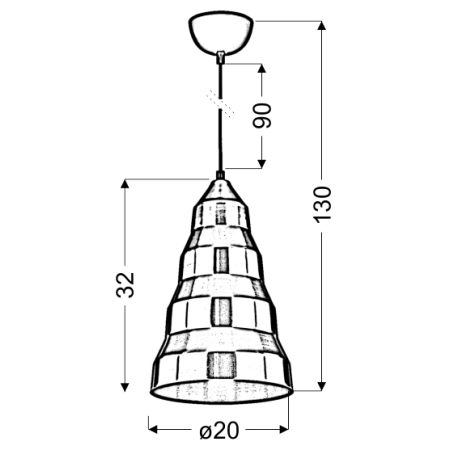 Lampa wisząca z ozdobnym, kaskadowym kloszem 31-58560 z serii VESUVIO - wymiary