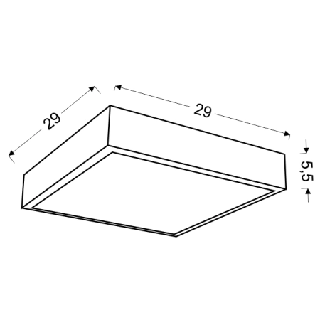 Kwadratowy, ledowy plafon z zimnym światłem 10-60648 z serii LUX - wymiary