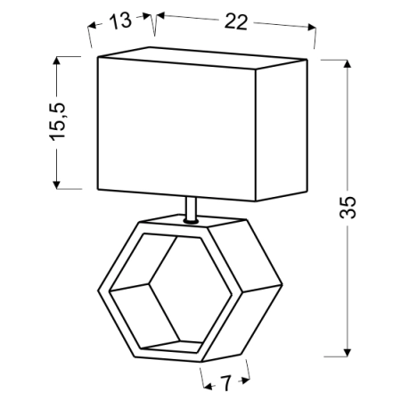 Ceramiczna, geometryczna lampka stołowa 41-68545 z serii VIDAL - wymiary