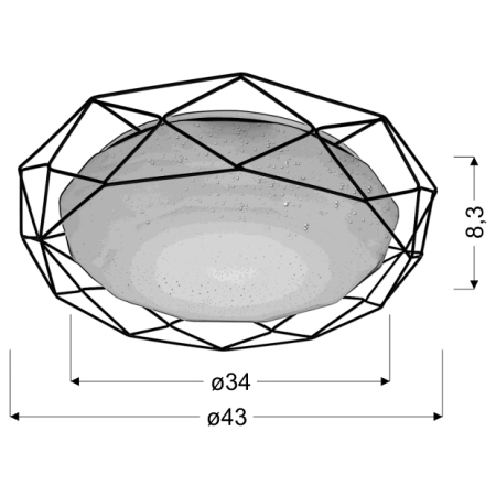 Stylowy plafon z kloszem przypominającym gwiazdy 98-73167 z serii SVEN - wymiary