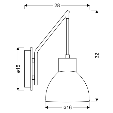 Industrialna lampa ścienna na zwisie 21-73495 z serii VARIO - wymiary