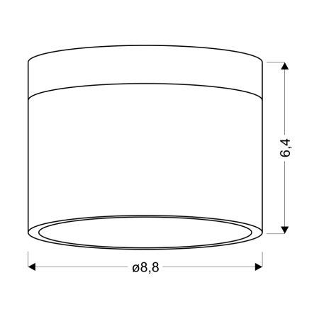 Spot natynkowy LED ø8,8cm do holu 2273716 z serii TUBA - wymiary