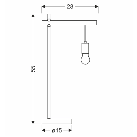 Industrialna lampka bez klosza, na żarówkę E27 41-80042 z serii IZZY - wymiary