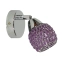 Srebrna lampa ścienna z fioletowymi kryształkami 91-06905 z serii CLEAR