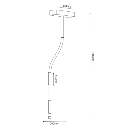 Dekoracyjny kinkiet LED długa tuba 3000K DH 9059 z serii ALHA S - wymiary
