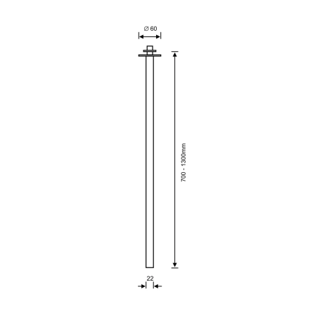 Długi sopel podtynkowy - biały mat 110cm DH 9104 z serii ALHA T - wymiary