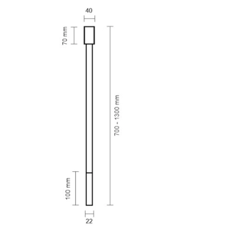 Pojedyncza tuba punktowa - czarny mat 100cm DH 9230 z serii ALHA N - wymiary