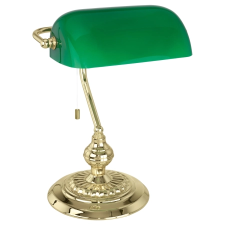 Elegancka lampka stołowa z zielonym kloszem 90967 z serii BANKER