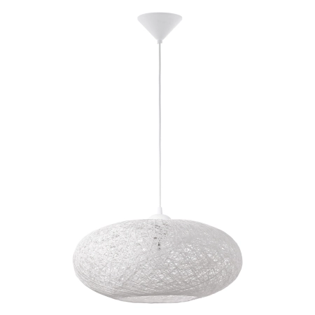 Lampa wisząca z białym, plecionym abażurem 93373 z serii CAMPILO