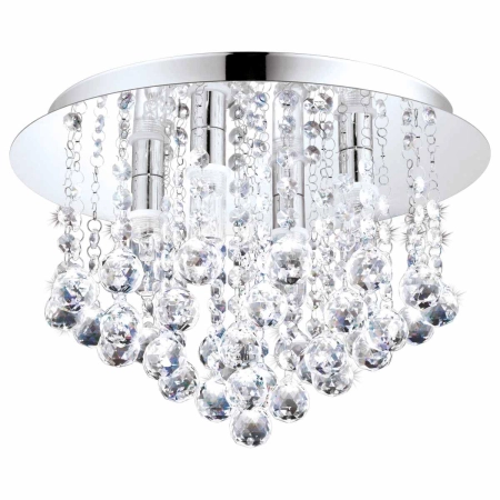 Elegancki, srebrny plafon z wiszącymi kryształkami 94878 z serii ALMONTE