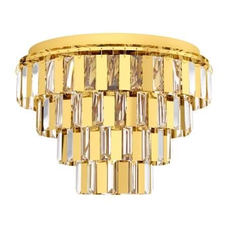 Złota, okrągła lampa sufitowa do salonu glamour 99096 z serii ERSEKA