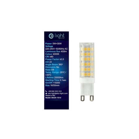 Żarówka LED gwint G9 barwa neutralna 4000K 5W EKO-LIGHT EKZA312 2