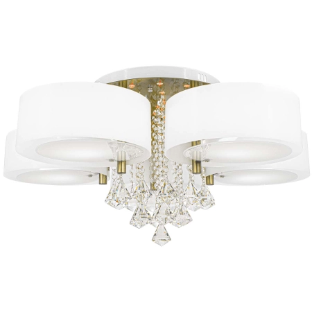 Duża elegancka biało-złota lampa sufitowa DRS8006/5 21QG z serii ANTILA