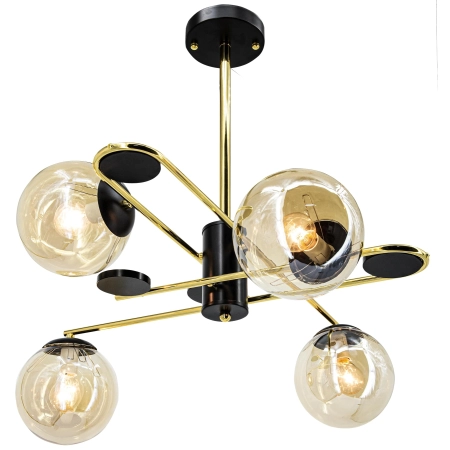 Dekoracyjna, czarno-złota lampa sufitowa 6303/4 TR BL z serii ALICE