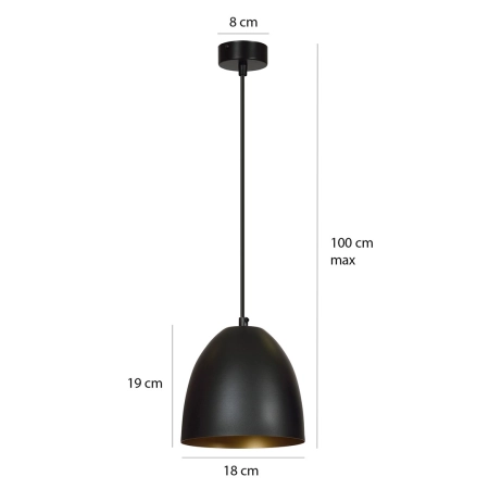 Czarna lampa wisząca z półkolistym kloszem 391/1 z serii LENOX - 3