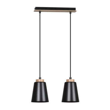 Czarna lampa wisząca ze zdobieniami drewnianymi 442/2 z serii BOLERO