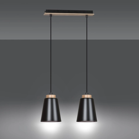 Czarna lampa wisząca ze zdobieniami drewnianymi 442/2 z serii BOLERO - 2
