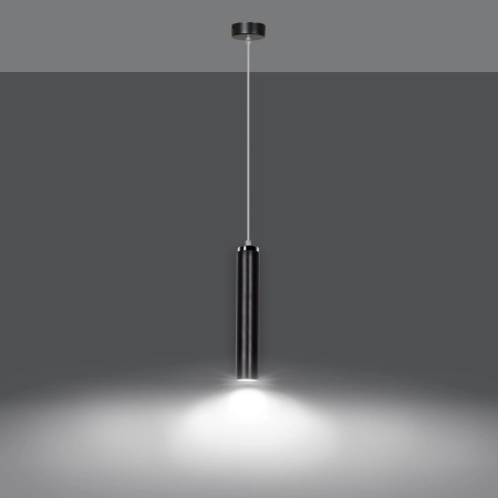 Czarna lampa wisząca z chromowanymi elementami 956/1 z serii LUNA
