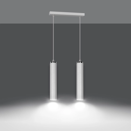 Lampa wisząca biała z chromowanymi elementami 955/2 z serii LUNA