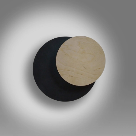 Czarny kinkiet z drewnianym ozdobnym kloszem 970/2 z serii CIRCLE - 2