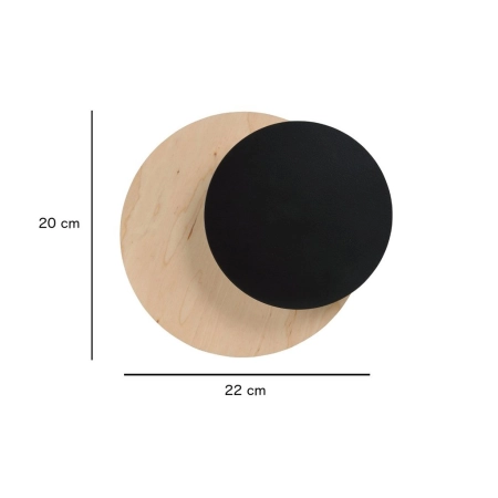 Kinkiet z czarnym kloszem i drewnianą przyścianką 971/2 z serii CIRCLE - 3