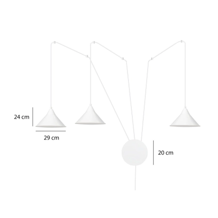 Trójramienna lampa ścienna z długimi przewodami 159/3 z serii ABRAMO - 3