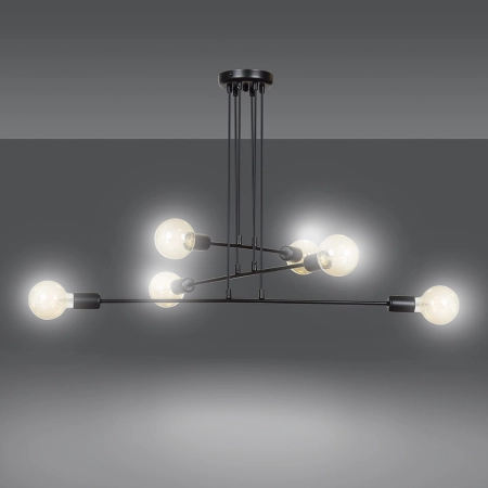 Minimalistyczna lampa wisząca z czarną oprawą 696/6 z serii MULTIPO - 2