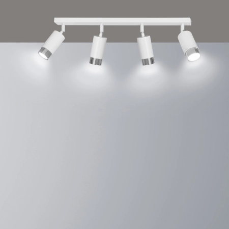 Biało srebrna lampa typu listwa z reflektorami 962/4 z serii HIRO - 5