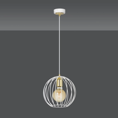 Lampa wisząca z białą oprawą i drucianym kloszem 145/1 z serii ALBIO - 4