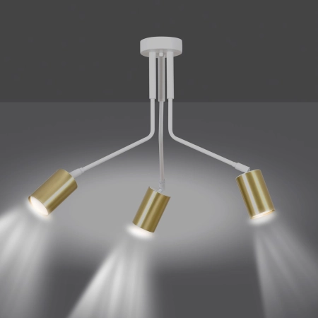 Lampa sufitowa na trzy żarówki GU10 w złotych tubach 656/3 serii VERNO - 2
