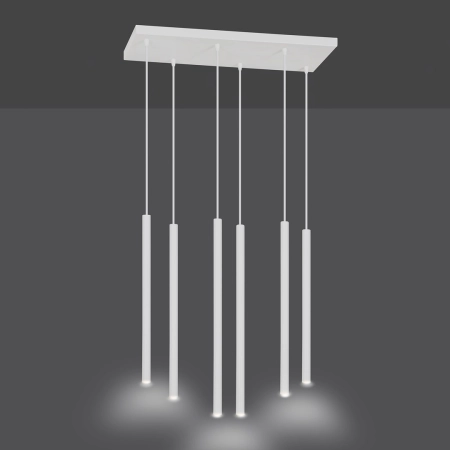 Lampa wisząca z sześcioma tubami w białym kolorze 553/6 z serii SELTER - 3