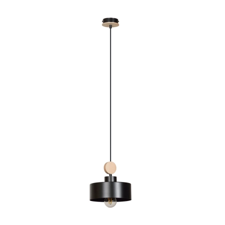 Czarna lampa wisząca z drewnianym elementem 582/1 z serii TUNISO