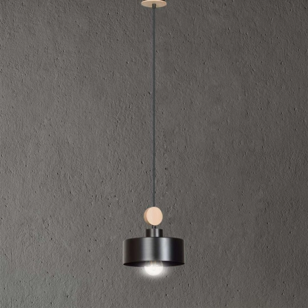 Czarna lampa wisząca z drewnianym elementem 582/1 z serii TUNISO - 2