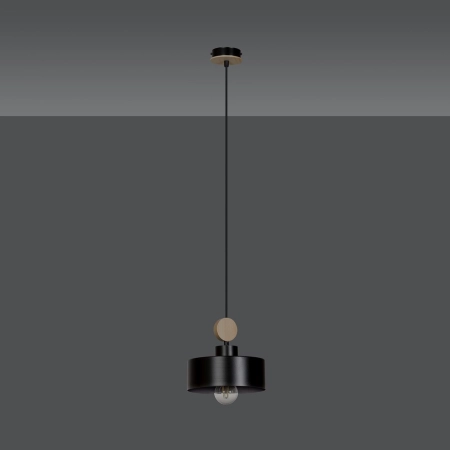 Czarna lampa wisząca z drewnianym elementem 582/1 z serii TUNISO - 4