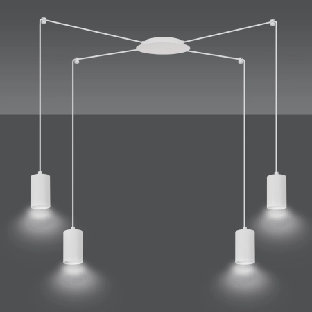 Biała lampa wisząca z czterema źródłami światła 525/4 z serii TRAKER - 3