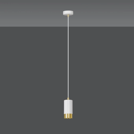 Biało-złota lampa wisząca w kształcie tuby 815/1 z serii FUMIKO - 2