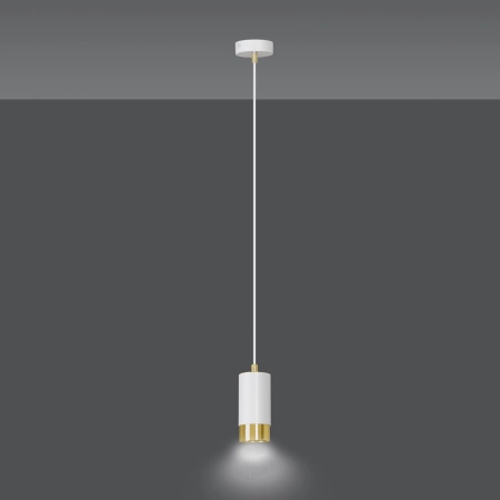 Biało-złota lampa wisząca w kształcie tuby 815/1 z serii FUMIKO - 3