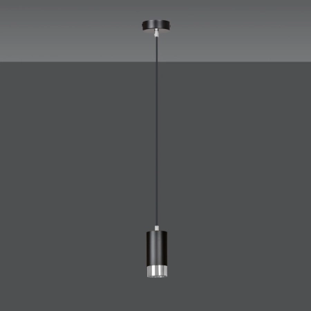 Czarna lampa w kształcie tuby ze srebrnymi dodatkami 816/1 serii FUMIKO - 2