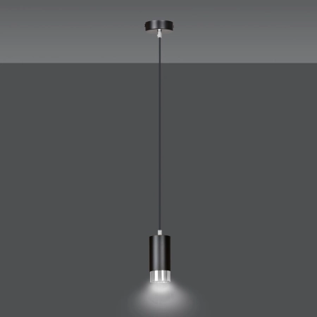 Czarna lampa w kształcie tuby ze srebrnymi dodatkami 816/1 serii FUMIKO - 3