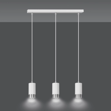 Białe lampy wiszące ze srebrnymi elementami 814/3 z serii FUMIKO - 3