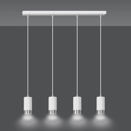 Biało srebrna lampa wisząca nad stół w jadalni 814/4 z serii FUMIKO - 3
