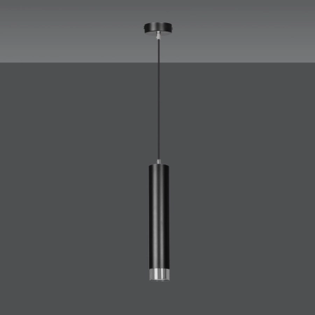 Czarna lampa wisząca ze srebrnymi zrobieniami 643/1 z serii KIBO - 2