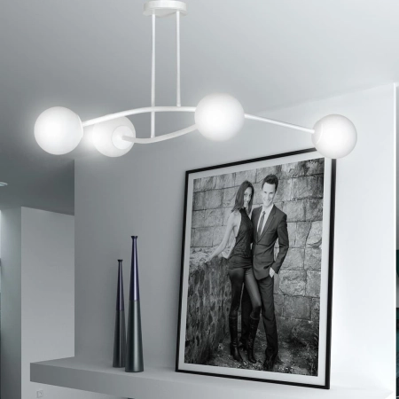 Biała, minimalistyczna lampa sufitowa do salonu 1025/4 z serii HALLDOR - 5