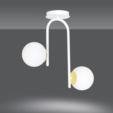 Biało-złota, minimalistyczna lampa sufitowa 1033/2 z serii RAGNAR - 2