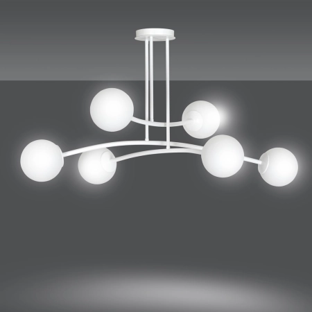 Biała, molekularna lampa sufitowa do salonu 1025/6 z serii HALLDOR - 5