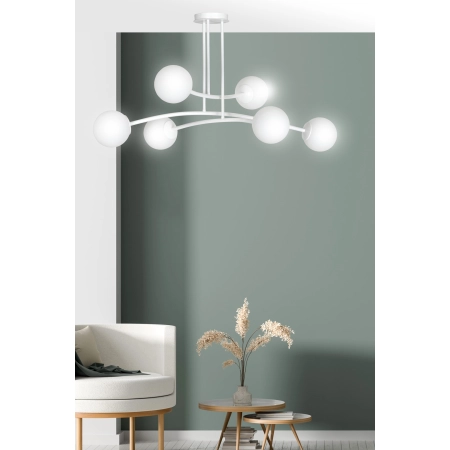 Biała, molekularna lampa sufitowa do salonu 1025/6 z serii HALLDOR - 6