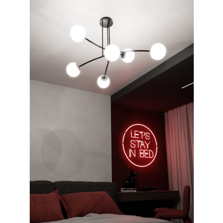 Czarno-biała lampa sufitowa do sypialni 1024/6 z serii HALLDOR - 5