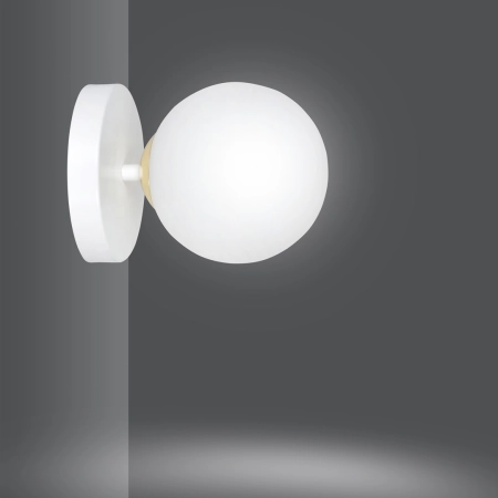 Biało-złota lampa ścienna z okrągłym kloszem 1023/K1 z serii FLOKI - 3