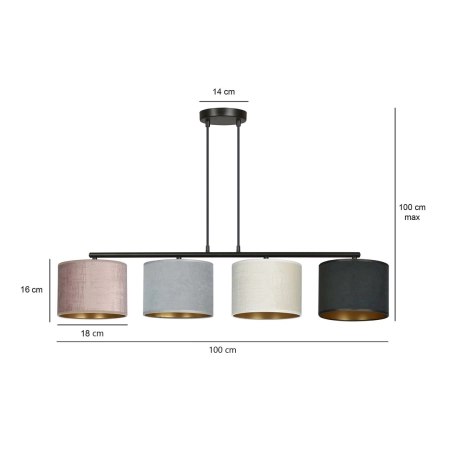 Szeroka lampa wisząca z kolorowymi abażurami 1055/4 z serii HILDE - 5